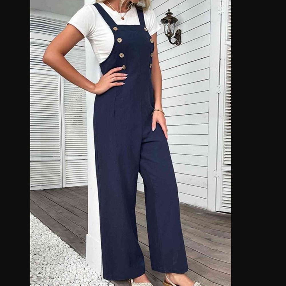 Light Up Your Life Buttoned Straight Leg Overalls Size New L